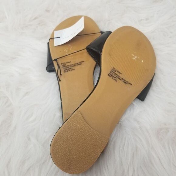 Charles Albert BLACK Shiny Slides. SIZE 8 - Picture 2 of 10